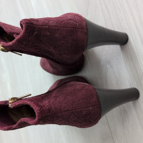 Coach Plum Suede Ankle Boots - Picture 5 of 7